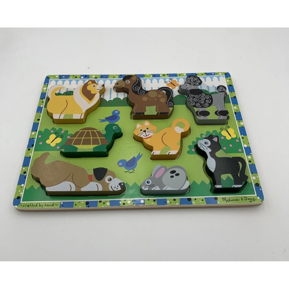 Melissa & Doug Chunky Pets Puzzle 8 Wooden Stand Up Pieces